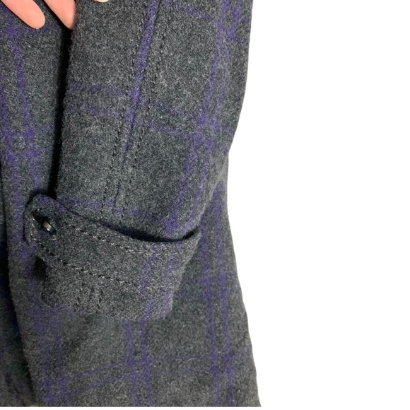 5. H&M Women’s Grey  & Purple Plaid Wool Blend Coat Size EUR 38 US 6 - Picture 8 of 13